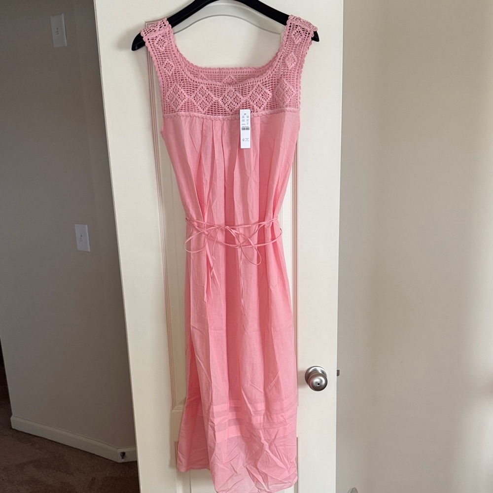 J. Crew Pink Crochet Yoke Maxi Dress, NWT